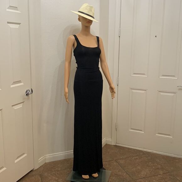 Tobi XS Little Black Scoop Neck Sexy Sleeveless Elastic Open Back Maxi Dress - Picture 13 of 13